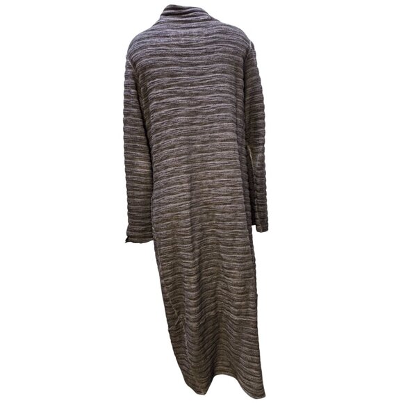 Luukaa Button-Up Long Cardigan Duster Brown Size 14 - Picture 2 of 8